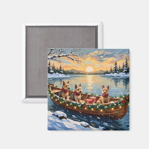 Wire Fox Terrier Weihnachtsboot Urlaub Magnet