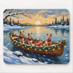 Wire Fox Terrier Weihnachtsboot Urlaub Mousepad