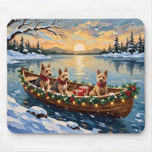Wire Fox Terrier Weihnachtsboot Urlaub Mousepad (Vorne)