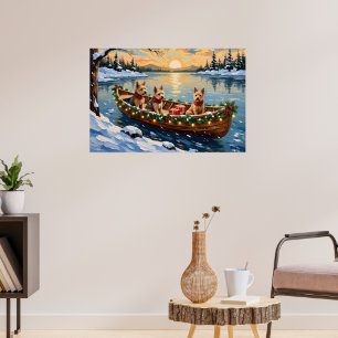 Wire Fox Terrier Weihnachtsboot Urlaub Poster