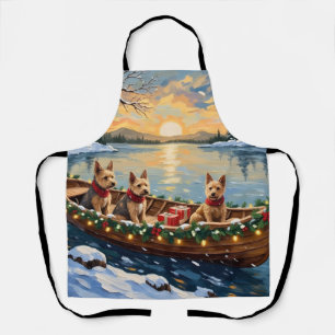 Wire Fox Terrier Weihnachtsboot Urlaub Schürze