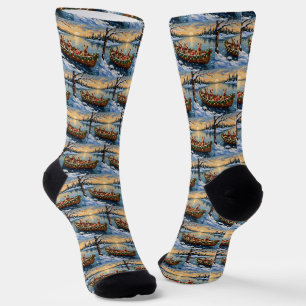 Wire Fox Terrier Weihnachtsboot Urlaub Socken