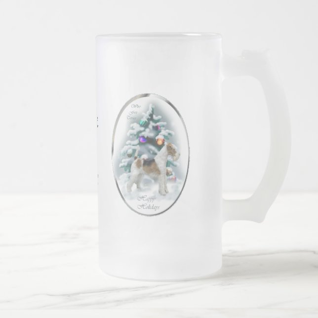 Wire Fox Terrier Weihnachtsgeschenke Mattglas Bierglas (Rechts)