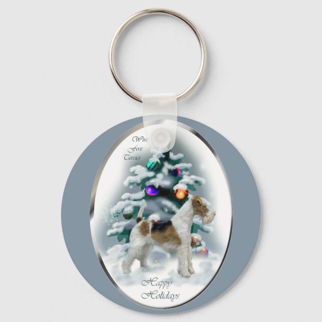 Wire Fox Terrier Weihnachtsgeschenke Schlüsselanhänger (Vorderseite)