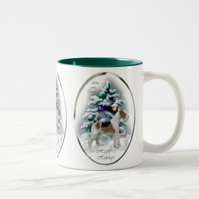 Wire Fox Terrier Weihnachtsgeschenke Zweifarbige Tasse (Rechts)