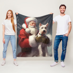 Wire Fox Terrier Weihnachtsmann Festive Weihnachte Fleecedecke