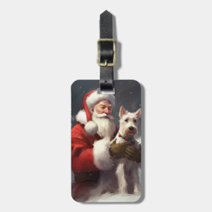 Wire Fox Terrier Weihnachtsmann Festive Weihnachte Gepäckanhänger