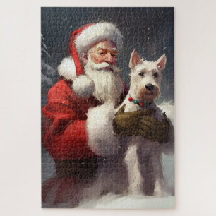 Wire Fox Terrier Weihnachtsmann Festives Weihnacht Puzzle