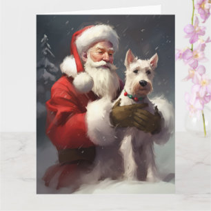 Wire Fox Terrier Weihnachtsmann Festlich Weihnacht Karte