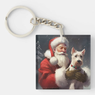 Wire Fox Terrier Weihnachtsmann Festliches Weihnac Schlüsselanhänger