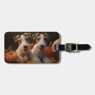 Wire Fox Terrier Welpe Autumn Delight Pumpkin Gepäckanhänger