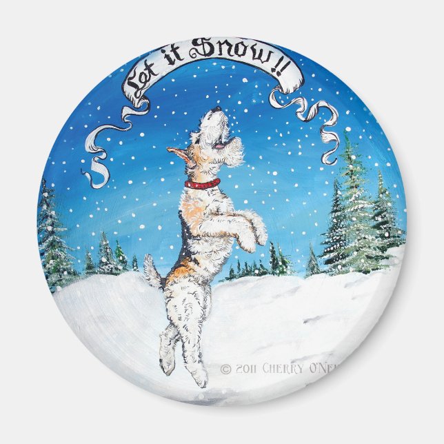 Wire Fox Terrier Winter Magnet (Vorne)