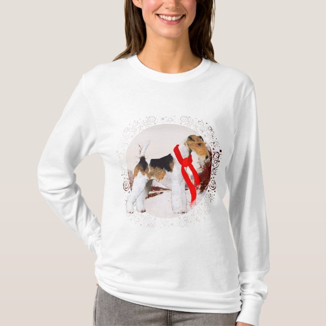 Wire Fox Terrier Winter T-Shirt (Vorderseite)