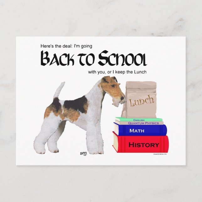 Wire Fox Terrier zurück in die Schule Postkarte (Vorderseite)