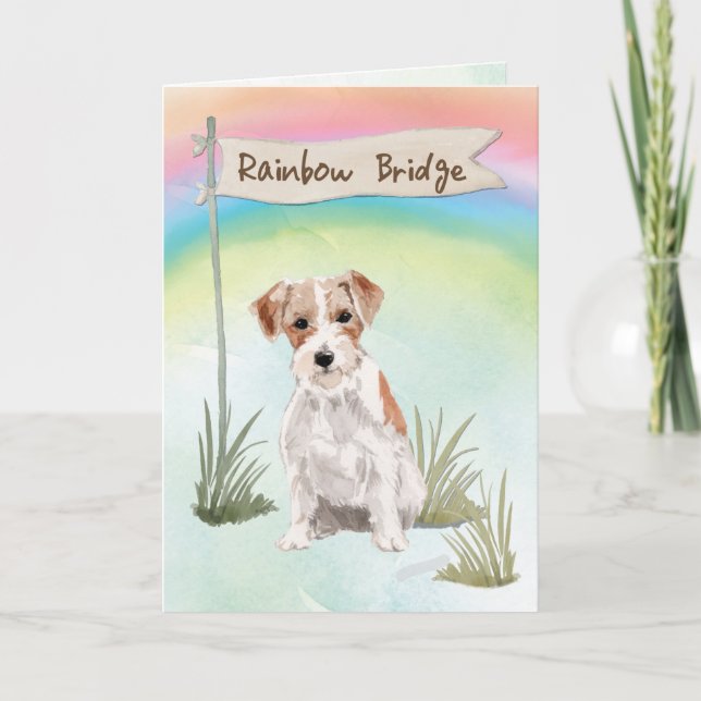 Wire Haar Jack Russell Pet Beileid über Regenbogen Karte (Vorderseite)