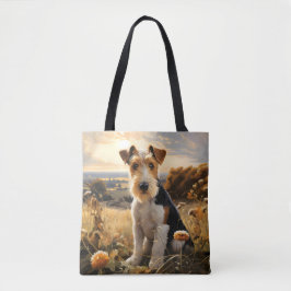Wire Hair Fox Terrier im Herbst Landschaft