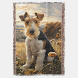 Wire Hair Fox Terrier im Herbst Landschaft Decke