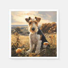 Wire Hair Fox Terrier im Herbst Landschaft Serviette
