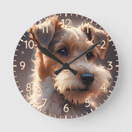 Wire Hair Fox Terrier Twilight Runde Wanduhr