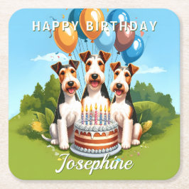 Wire Hair Fox Terriers Birthday Party Rechteckiger Pappuntersetzer