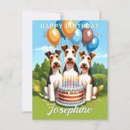 Wire Hair Fox Terriers Geburtstag Postkarte