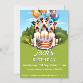Wire Hair Fox Terriers Geburtstagspartei Einladung