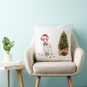 Wire Haired Jack Russell Funny Christmas Dog Kissen