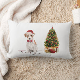 Wire Haired Jack Russell Funny Christmas Dog Lendenkissen