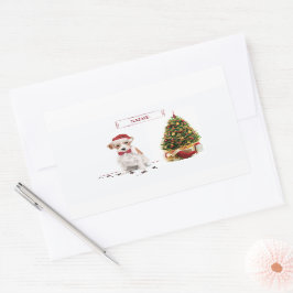 Wire Haired Jack Russell Funny Christmas Dog Rechteckiger Aufkleber