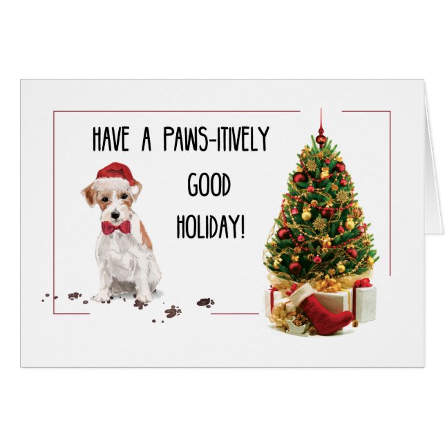 Wire Haired Jack Russell Terrier Funny Christmas (Vorderseite (Horizontal))