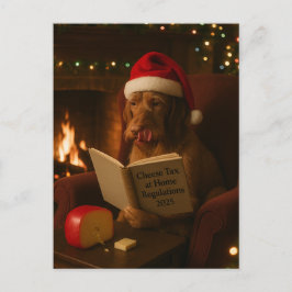 Wire haired Vizsla 'Cheese Tax' Christmas postcard Postkarte