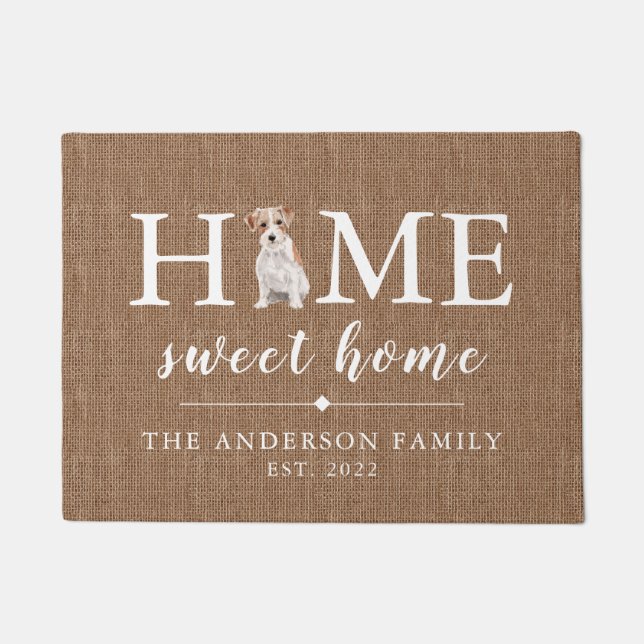 Wire Hairs Jack Russell Zuhause Sweet Zuhause Door Fußmatte (Vorderseite)