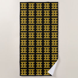 Wired Golden Cord Squared Pattern Gold On Black Strandtuch