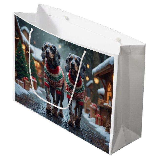 Wired Haired Pointing Griffon Dogs Christmas Snow  Große Geschenktüte (Vorderseite Schrägansicht)