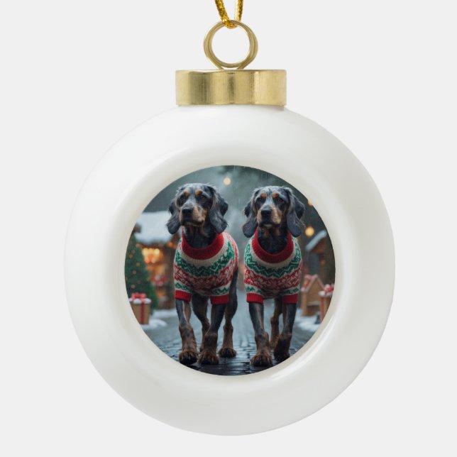 Wired Haired Pointing Griffon Dogs Christmas Snow  Keramik Kugel-Ornament (Vorderseite)