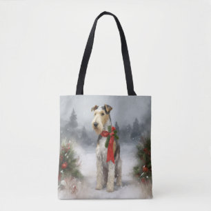 Wirefox Terrier Dog im Schnee Weihnachten