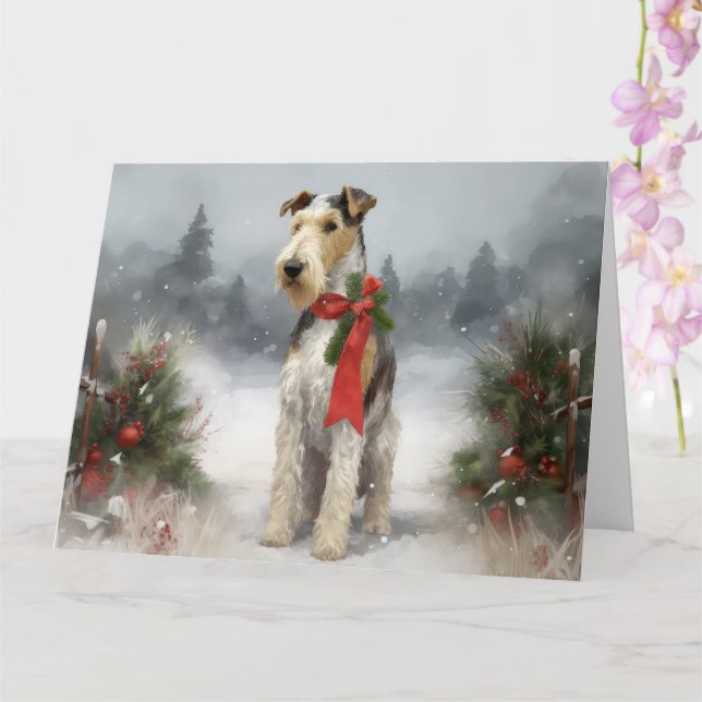 Wirefox Terrier Dog im Schnee Weihnachten Karte (Orchidee)