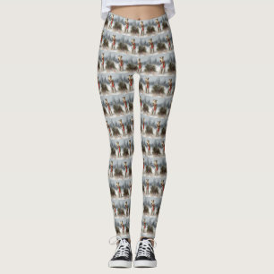 Wirefox Terrier Dog im Schnee Weihnachten Leggings