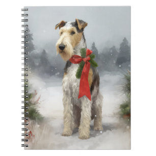 Wirefox Terrier Dog im Schnee Weihnachten Notizblock