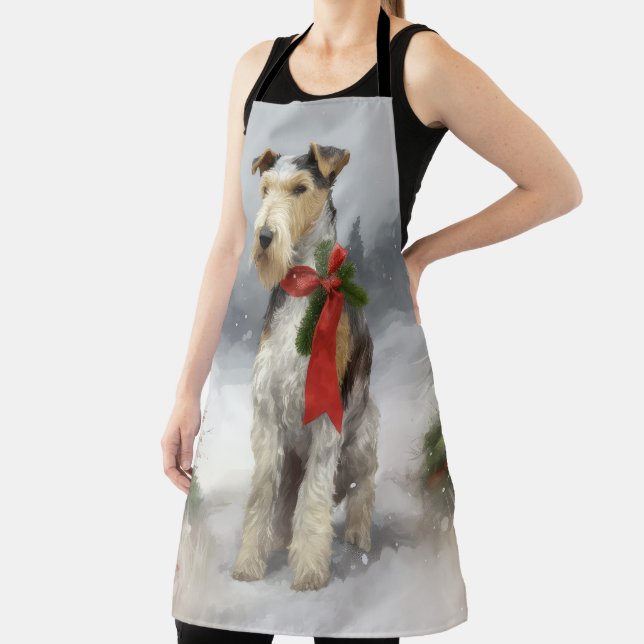 Wirefox Terrier Dog im Schnee Weihnachten Schürze (InSitu)