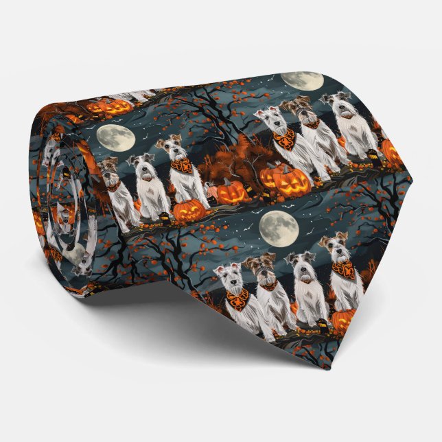 Wirefox Terrier Halloween Spooky Krawatte (Gerollt)