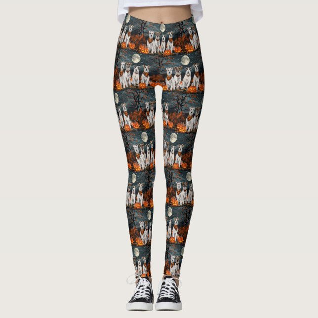 Wirefox Terrier Halloween Spooky Leggings (Vorderseite)