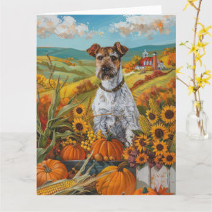 Wirefox Terrier Hund Herbsternte Erntedankfest Karte