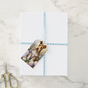 Wirefox Terrier Hund mit Ostereiern Feiertag Geschenkanhänger