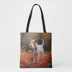 Wirefox Terrier im Herbst Leaves Fall Inspiriert