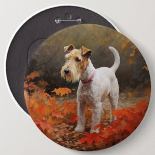Wirefox Terrier im Herbst Leaves Fall Inspiriert Button