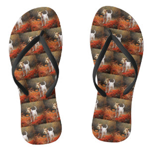 Wirefox Terrier im Herbst Leaves Fall Inspiriert Flip Flops