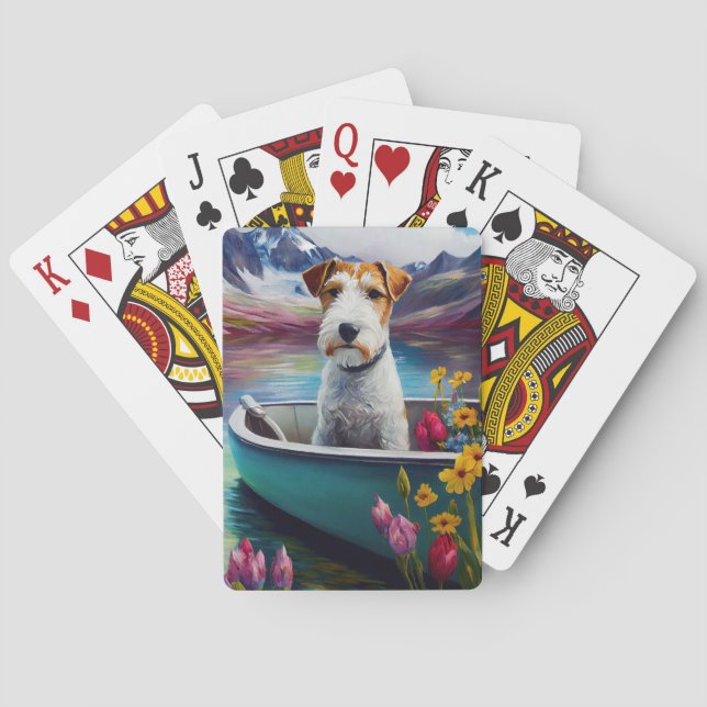 Wirefox Terrier on a Paddle: Ein Landschaftliches  Spielkarten (Rückseite)