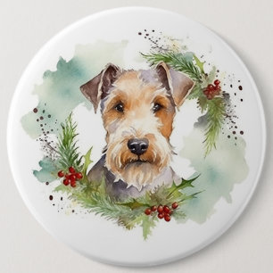 Wirefox Terrier Weihnachtsfeiertag Button