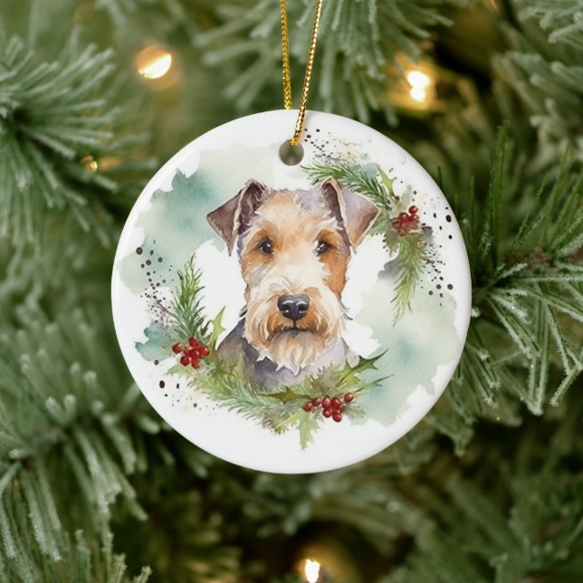 Wirefox Terrier Weihnachtsfeiertag Keramik Ornament (Baum)